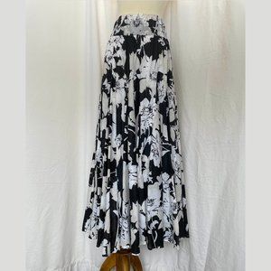 Cotton Flowered Maxi Skirt with slip, S Tall
